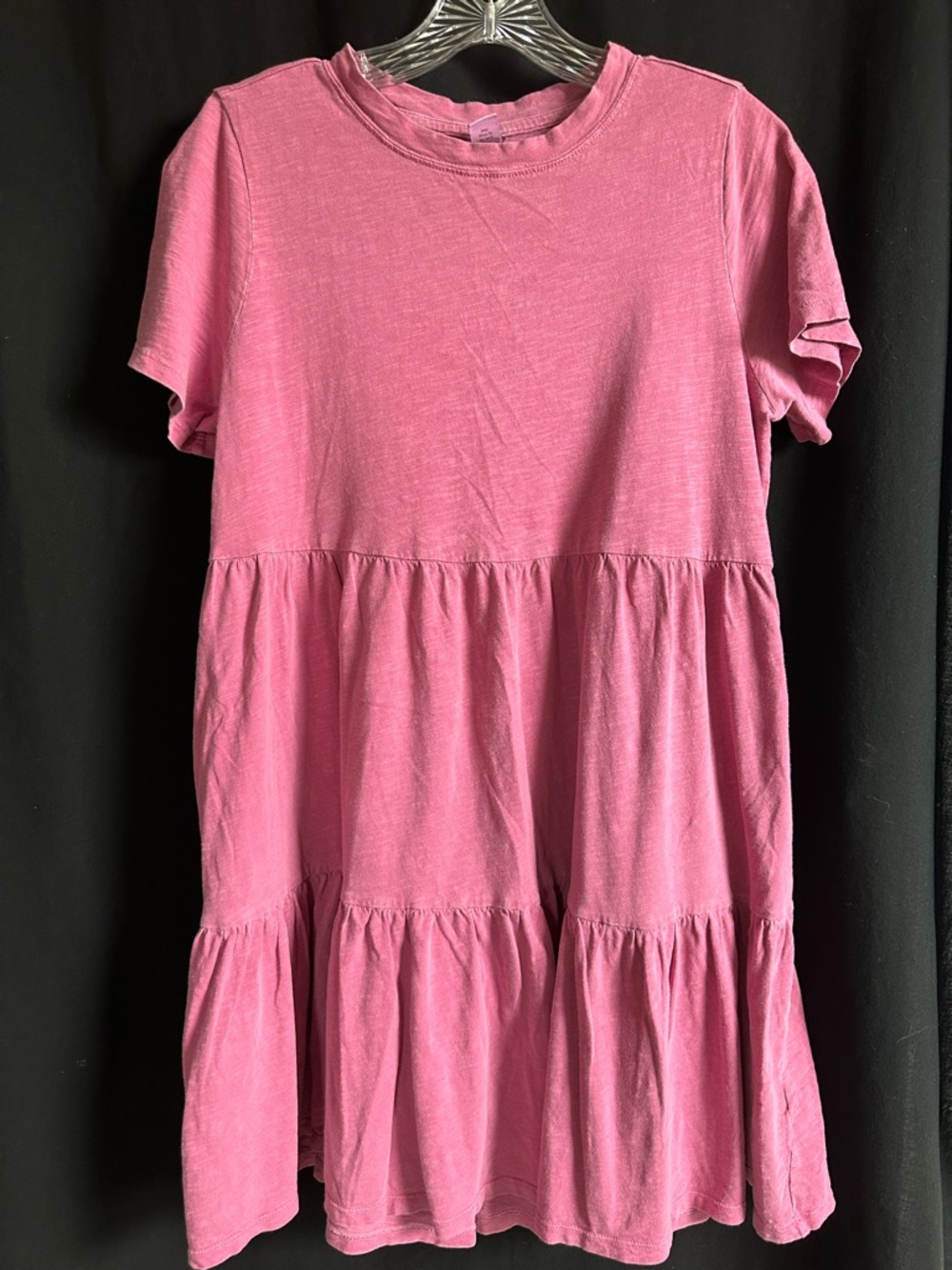 Girls' Burgundy Tiered Short-Sleeve Dress